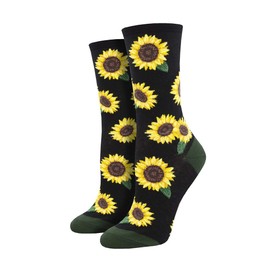 Socksmith Women's More Blooming Crew Socks, Black