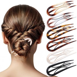 Yuanchu Pack of 6 French Hair Pins, Large U-shaped Hair Clips, Retro French Twist Hair Pin, Unique Inner Teeth, Hair Bun Hairstyle Accessories, Hairstyle Aid for Women and Girls