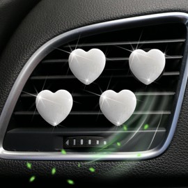 4 Pcs Heart Air Vent Clips, Cute Heart Car Air Fresheners Vents Clips Funny Car Diffuser Vent Clips Car Interior Decor Charm Cute Car Accessories Car Decoration for Women (White)