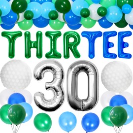 JeVenis ThirTee Golf Birthday Balloons Golf 30th Birthday Decoration Sport Themed Party Supplies Men Boys Party Balloons Decoration