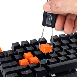 Nueva moda Kingdom - Extractor de interruptor de llave de acero inoxidable con 2 cepillos de limpieza de teclado para teclado mecánico