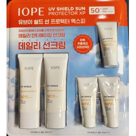 IOPE 아이오페 유브이 쉴드 선 프로텍터 엑스피 40ml x 2개입 20ml x 3개입/유기자차/무기자차/백탁없는선크림 IOPE UV Shield Sun Protector XP 40ml x 2 + 20ml x 3, Organic/Inorganic, Non-Whitening Sun Cream
