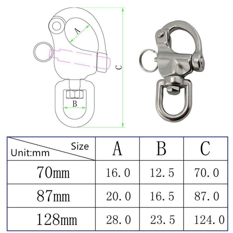 Swivel Eye Snap Shackle for Boat Rigging Sailing Boat Marine