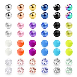 vcmart Piercing Balls Set 1.2 mm Thread Stainless Steel 3 mm Replacement Ball Screw Balls Plastic Glitter Lip Piercing Balls, Stainless Steel