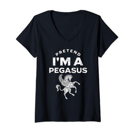 Womens Pretend I'm A Pegasus Costume Funny V-Neck T-Shirt