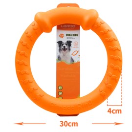 LaRoo Indestructible Dog Toys for Aggressive Chewers Heavy Duty Chew Proof Flying Disc & Training Ring for Medium/Large Dogs, Floating Tug of War Toy for Outdoor, Pool, Fetch Play (Orange)