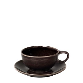 broste Copenhagen Nordic Coal Tea Cup with Saucer, Black, 16 cm