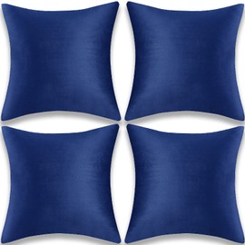 Yonous Cushion Covers, Soft Premium Velvet Decorative Throw Pillow for Sofa Bed Couch Chair, Set of 4, Navy Blue, 16x16 inch / 40 x 40 cm