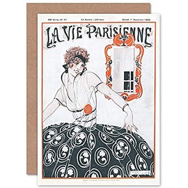 La Vie Parisienne Stylish Woman French Magazine Cover Sealed Greeting Card Plus Envelope Blank inside