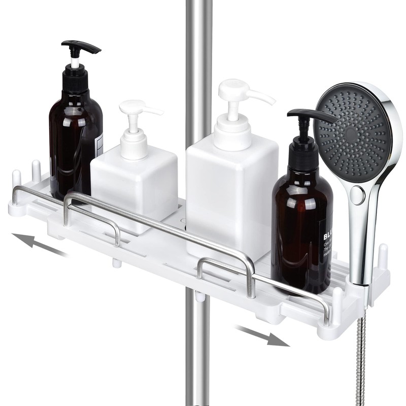 LOLYPOT Shower Shelf No Drilling Telescopic 32-48 cm, Shower Shelf