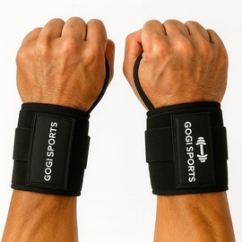 Muñequeras Deportivas GOGI SPORTS para Gym y Levantamiento de Pesas – Con Presilla para Pulgar, Correas de Compresión Ajustable, Par Unisex Resistente y Cómodo