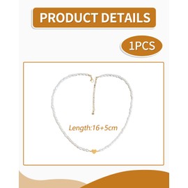 BPTRKOM 1 x women's bracelet, golden pearl bracelets with heart pendant, 14 carat gold-plated Cuban link, suitable for women, girls, birthday, Christmas gifts