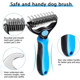 Maxzer Pet Grooming Tool - Double Sided Shedding and Dematting Undercoat Rake Comb & Brushes for Dogs and Cats, Pet Grooming Rake and Brushes for Small, Medium, Large
