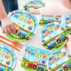 Two train party tableware decorations