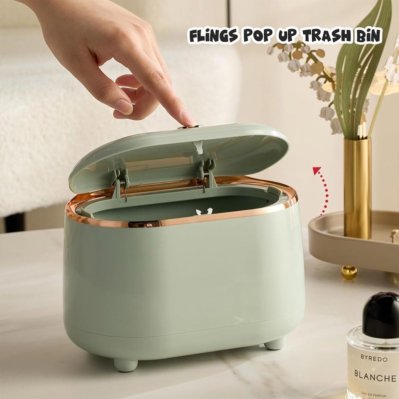 AIMALL Self-Designed Light Luxury Desktop Trash Can – Oval Storage