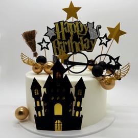 Wizard Birthday Cake Decorations Castle Cake Decorations Glitter Wizard Themed Cake Decorations