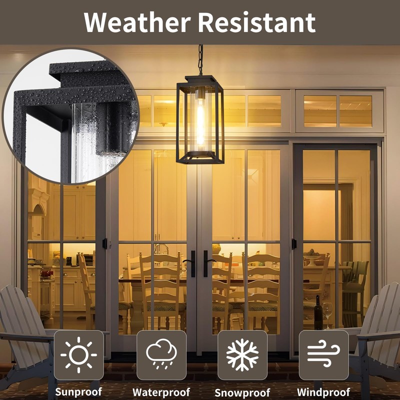 Osimir Outdoor Pendant Light, 14" Large Dusk to Dawn Outdoor