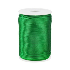 Paybous 3.0 mm x 54 Yards Nylon Satin Cord Beading Braided Thread String for Chinese Knotting Rattail Macrame Bracelets Necklaces Jewelry Making (Green)