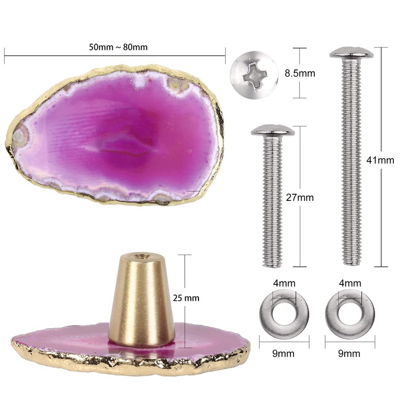 KYEYGWO Pack of 4 Irregular Agate Slices Furniture Knobs, Polished