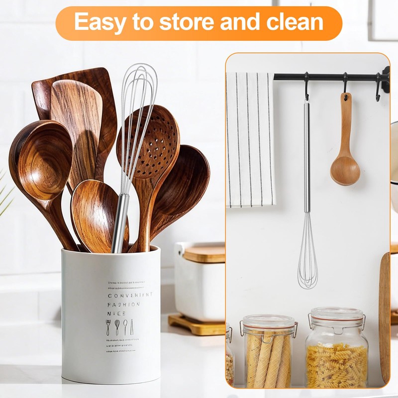 2‑Pcs 11‑Inch Mini Whisk, Small Whisk with Long‑Handle