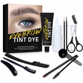 Kit de cejas permanentes Set de coloreado de cejas Tinte para cabello con cepillo de mezcla peine para cejas tijeras pinceles Herramientas de maquillaje para cejas para uso en casa y salone