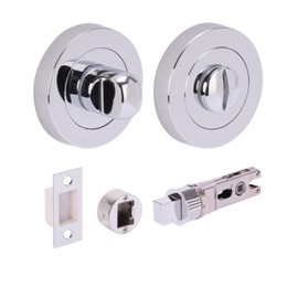 HANDLEZONE® Bathroom Toilet Door Thumb Turn and Release Bullet Round Deadbolt Kit - Polished Chrome - 76mm Bolt with 57mm Backset