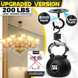 [Upgraded] 2Pcs 200LBS Rotatable Ceiling Hooks Black Firmly Wall Mount Metal Hangers Round Ceiling Hook for Hanging Hanging Plants, Bird Feeder, Lights, Bed Canopy, Wind Chime, Indoor Outdoor Decor