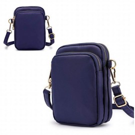 Beatus Women's Smartphone Pouch Nylon Pochette Crossbody Mini Shoulder Bag Vertical (Navy)