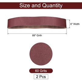 sourcing map 2pcs 6" x 89" Sanding Belts 60 Grits Aluminum Oxide Abrasive Belt Sander Paper Sanding Papers for Metal Wood Grinding Polishing, Reddish Brown