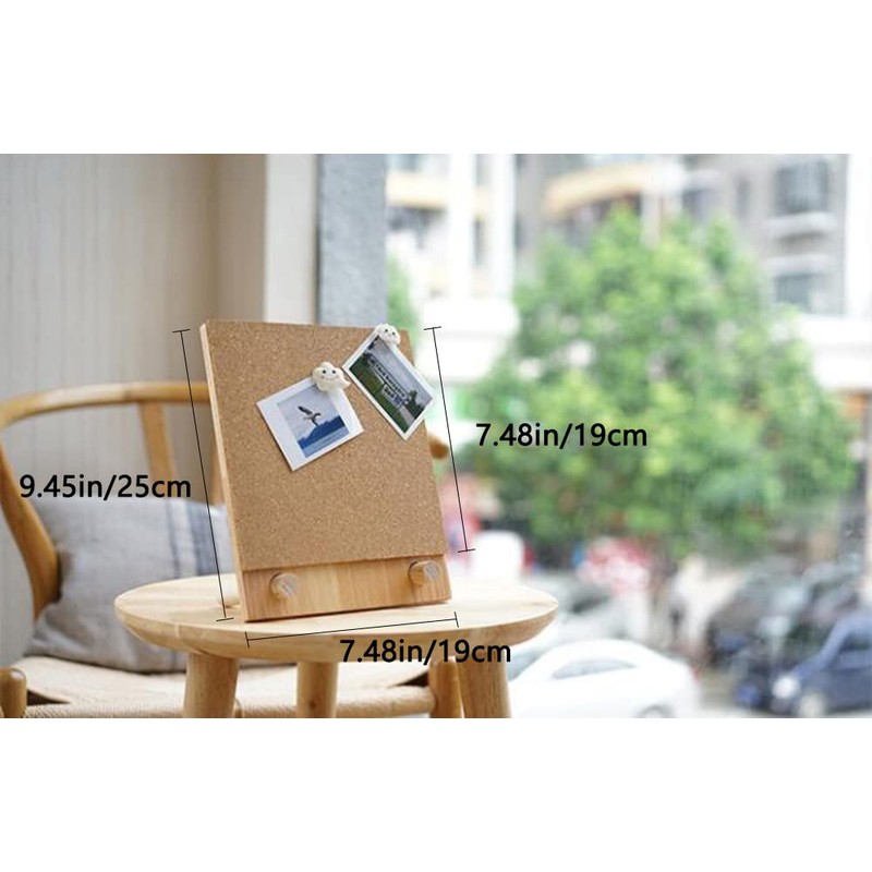 Primst Desktop Cork Board with Stand, Wood Bulletin Board Hanging