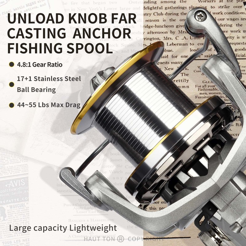 HAUT TON Spinning Reel 10000 Series Advanced Version,17+1BB Graphite Frame