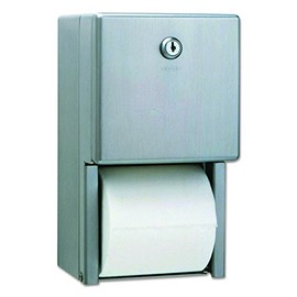 Bobrick Washroom 2-roll Steel Bath Tissue Dispenser, 6.5" x 6.5" x 11.5", Satin,Stainless Steel