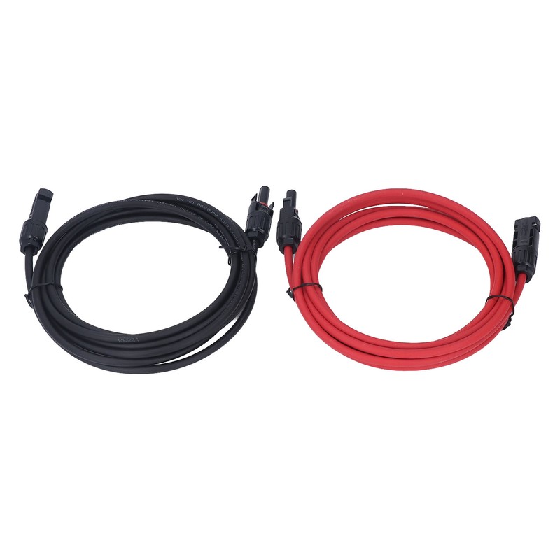 2pcs 12AWG 4mm² Solar Panel Extension Cable Black Red Solar