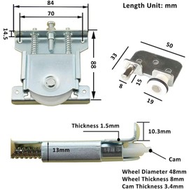 2 Sets of Sliding Door Rollers, Wardrobe Sliding Door Roller, Sliding Door Wheels, Wardrobe Sliding Door Pulley, Sliding Door Rollers, for Wardrobe, Cupboard, Window, Sliding Doors (Silver)