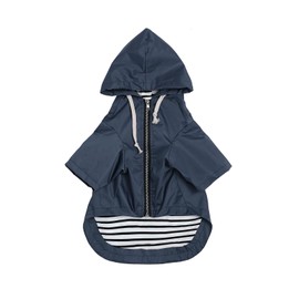 Dog Raincoat Puppy rain Jacket with Hood for Small Medium Breeds with Reflective Strap Storage Pocket Harness Hole Blue M