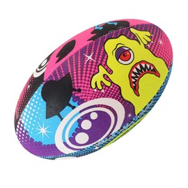 Optimum Rugby Ball - Balanced and Responsive for Accurate Handling and Kicking of Top-Performing Rugby Balls - Perfect for Training and Gameplay - 2-Ply 410g Ball - Space Monsters - Size 5