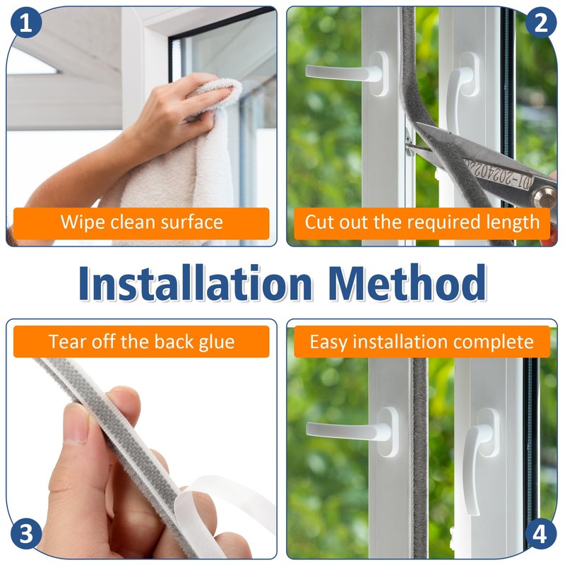 33FT Self Adhesive Brush Door Weather Stripping & Soundproofing Seal