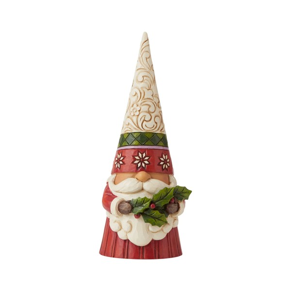 Enesco Jim Shore Heartwood Creek Christmas Gnome Holding Holly Sprig of Spirit Figurine, 6.3 Inch, Multicolor, Red