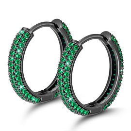 HELLOICE Hoop Earrings Iced Out Cubic Zirconia Huggie Cartilage Cuff Diamond Hypoallergenic 18k Gold Plated Round Circle Earrings Hoop Earrings 5A CZ Stones Lightweight for Men, Cubic Zirconia, Cubic