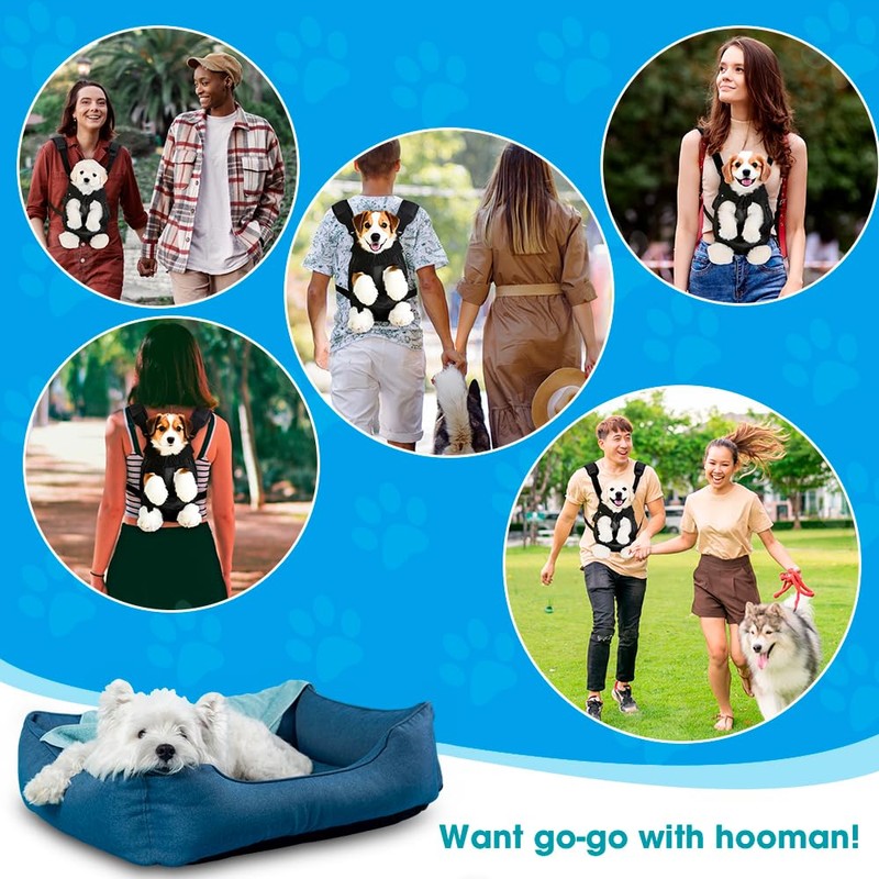 Dog Backpack Carrier, Adjustable Pet Front Carriers, Legs Out Carrying