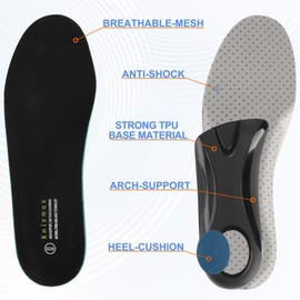 Knixmax Comfort Orthopaedic Insoles for Men - Cushioning Shoe Insoles Breathable Sports Soles Comfortable Insoles for Everyday and Work Size 41-47, Mesh fabric black