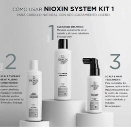 Nioxin Kit #1 de Crecimiento de Cabello, para Cabello Natural con Caída Moderada (3 Piezas: Shampoo 150ml + Acondicionador 150ml + Tratamiento 50ml)