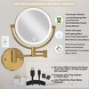 8" Wall Mounted Lighted Makeup Mirror with Magnification Rechargeable, 1X/10X