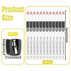 LXUEJIE 12Pcs White Barber Pencil with 2 Sharpener Set Magic Hairline Pencils for Lineup Beard Shaping Guide Pen Barber Chalk for Men Beards Hair Makeup Design