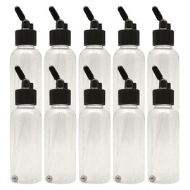 OPHIR 10xDual-Action Siphon Feed Airbrush Empty Plastic Bottles Kit with 60 Degree Angle Adaptor Lid Assembly,2.14-Ounce (60CC) for Airbrushes of OPHIR, Master,Paasche, Iwata, Badger