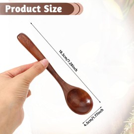 4 PCS Wooden Spoons for Eating, 7 inch Hardwood Wooden Honey Coffee Tea Spoon, Wooden Soup Spoon, Dessert and Cereal Spoon, Serving Table Spoon Set, Unique Design