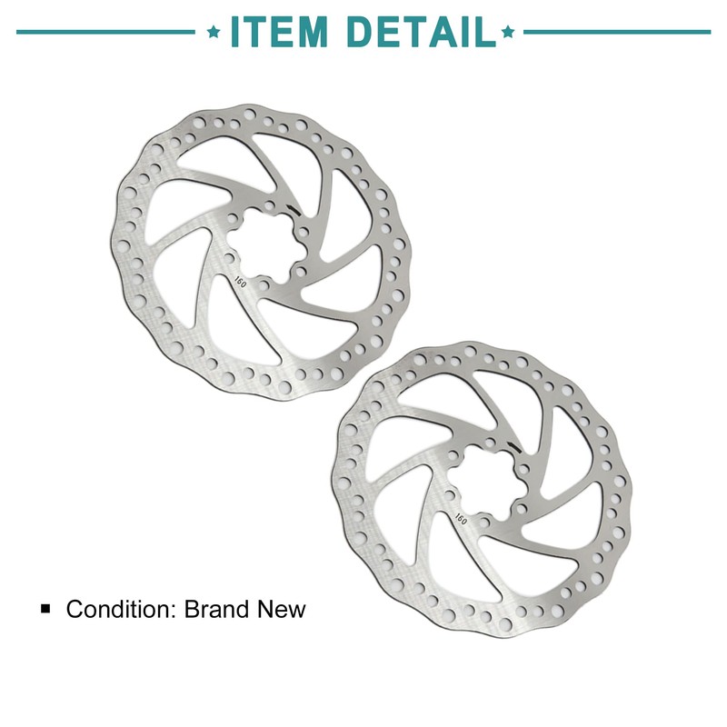 ACROPIX Bicycle Disc Brake Rotor Stainless Steel 160mm Diameter Silver