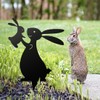 Set 3 Metal Rabbit Garden Stakes Bunny Front Yard Black
