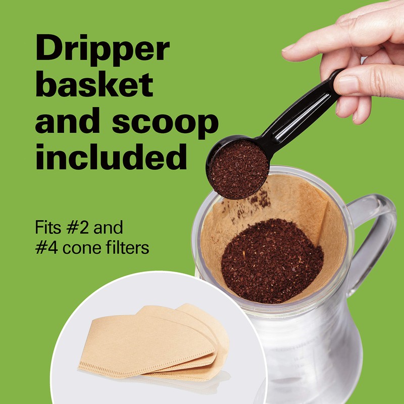 Hamilton Beach Pour Over Drip Coffee Maker, 17 Ounces, Glass