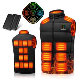 THBYQK 21 Heated Zones Heated Vest, Heated Vest for Men & Women with 2 Pcs 20000mAH 7.4V Battery Pack 5 in 1 Smart Controller M